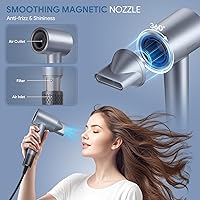 Vista 5 de Hair Dryer, High-Speed Ionic Low Noise Blow Dryer with Brushless Motor for Fast Drying, Thermo-Control Quiet Compact Hair Blow Dryer, Hairdryer with