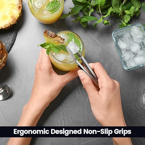 Miniatura 6 de Chengu Paquete de 12 pinzas de cocina de acero inoxidable de 7912 pulgadas, pinzas para servir alimentos, pinzas de cocina de alta resistencia al