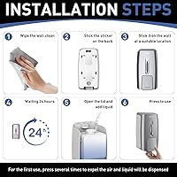 Vista 7 de Commercial Soap Dispenser Wall Mount Manual Pump Hand Soap Dispenser 800ml Gel Liquid Hand Sanitizer Dispenser Self Adhesive for Home Bathroom