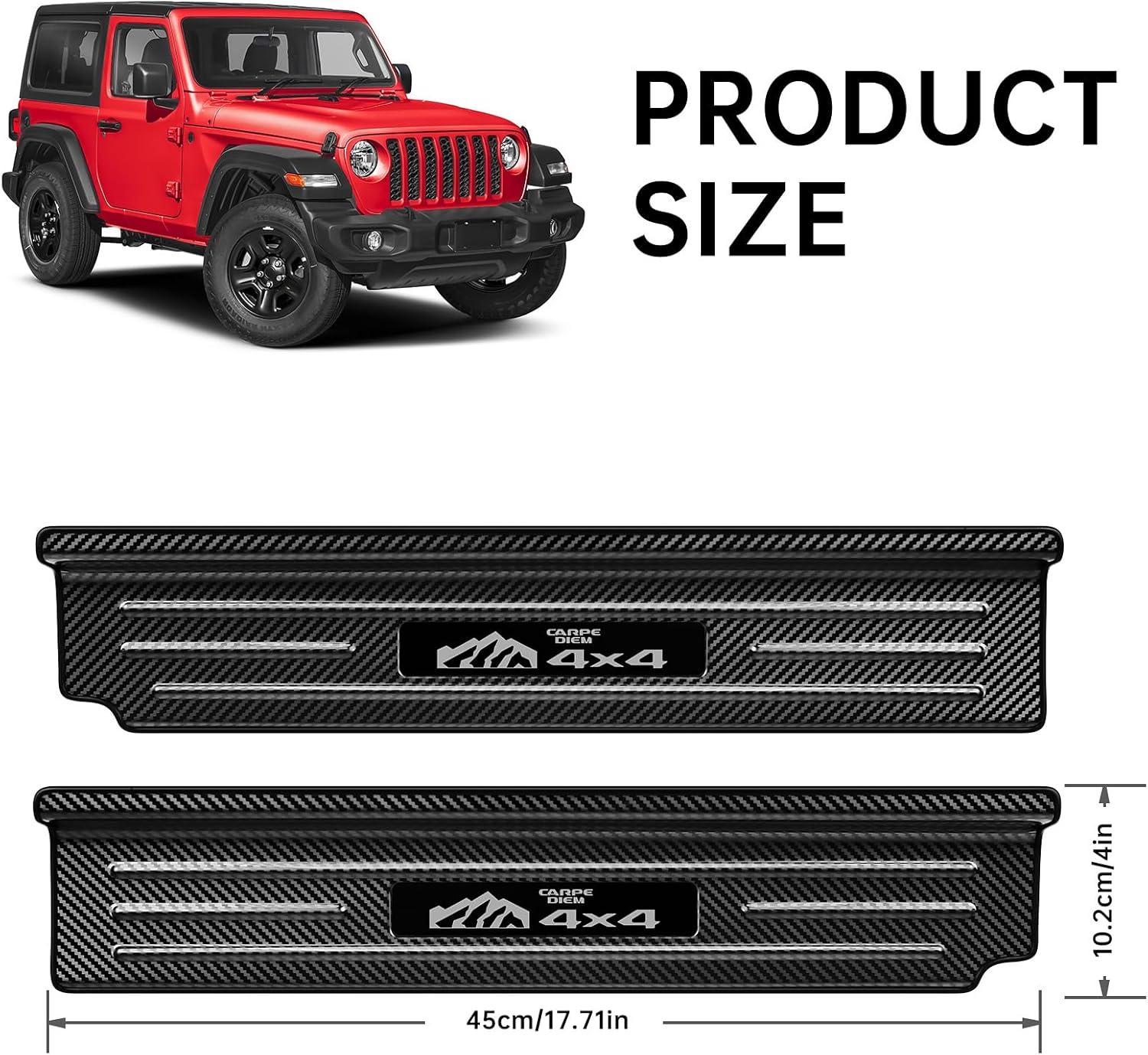 2PCS Door Sill Guards for Jeep Wrangler 2018-2025 2026 JL JLU & 2020-2026 Gladiator JT Accessories, Stainless Steel Door Sill Protector,Sport Rubicon 2 Door (Carbon Fiber)