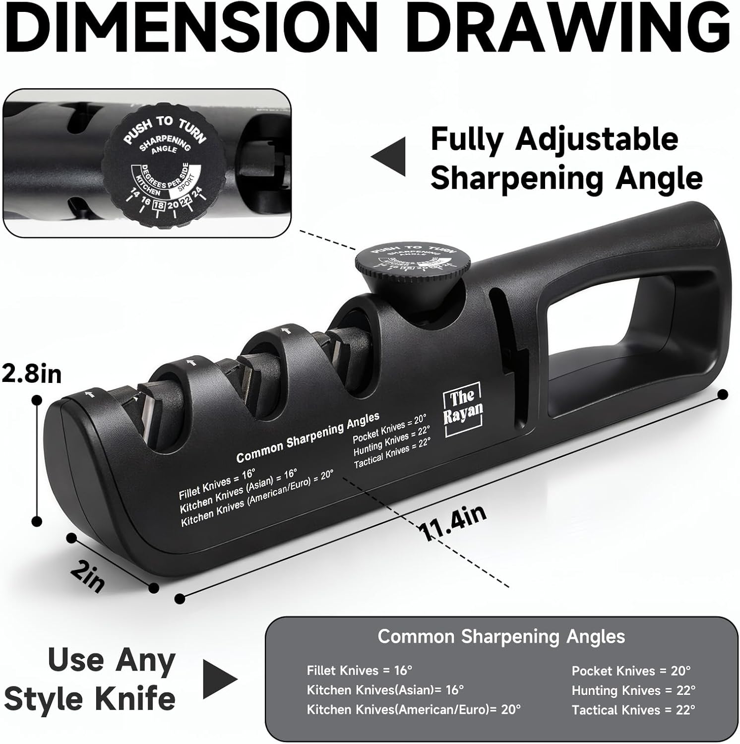 Knife Sharpener, 4-in-1 with Non-Slip Base and Adjustable Angle Guide, Perfect for Fruit Knives, Steel Knives & Scissors, Repair, Restore & Polish Blade (Black and Red)