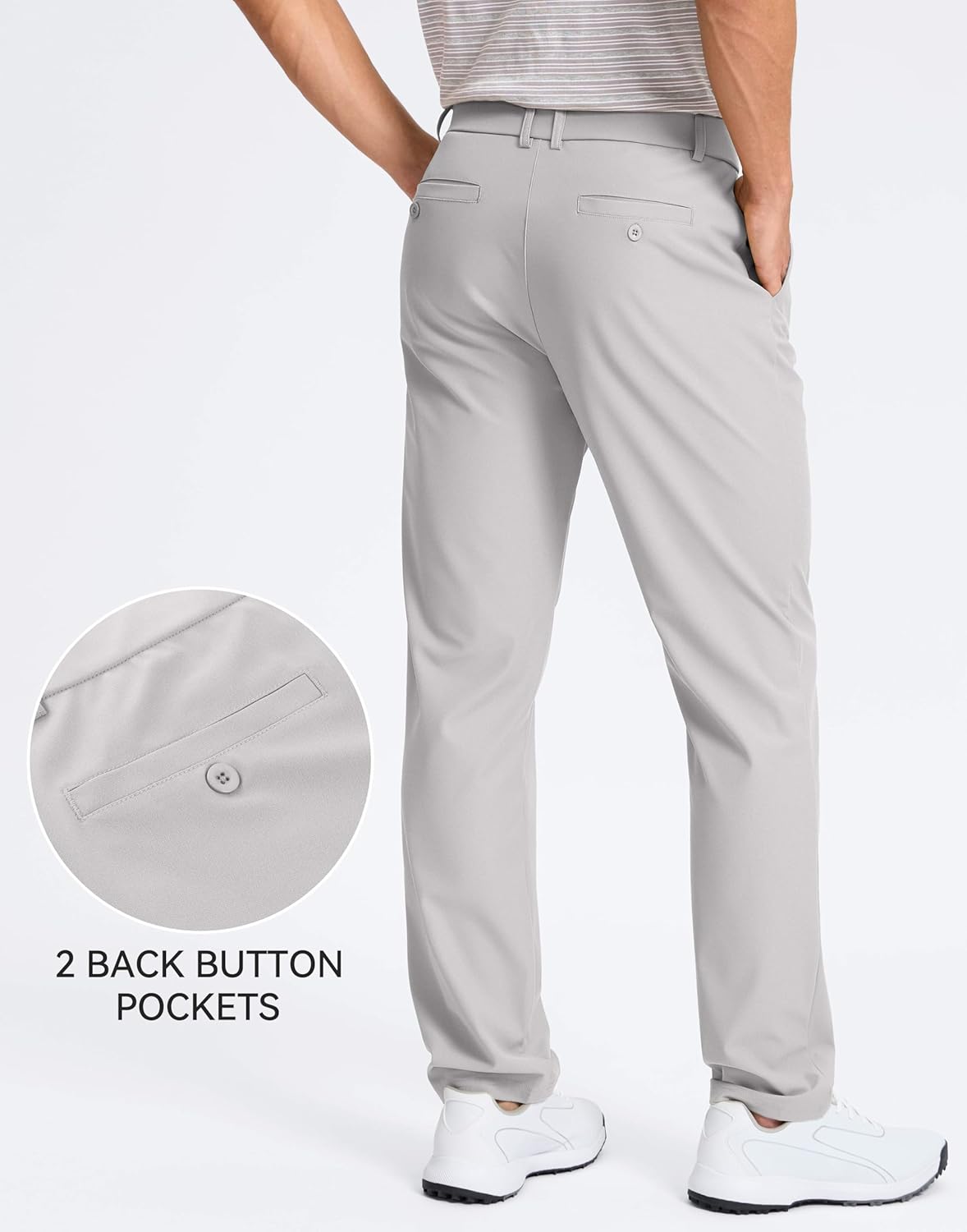 Pudolla Men's Golf Pants 30"/32"/34" Comfy Stretch Dress Work Pants Lightweight Quick Dry Casual Slacks Trousers with Pockets - Image 4