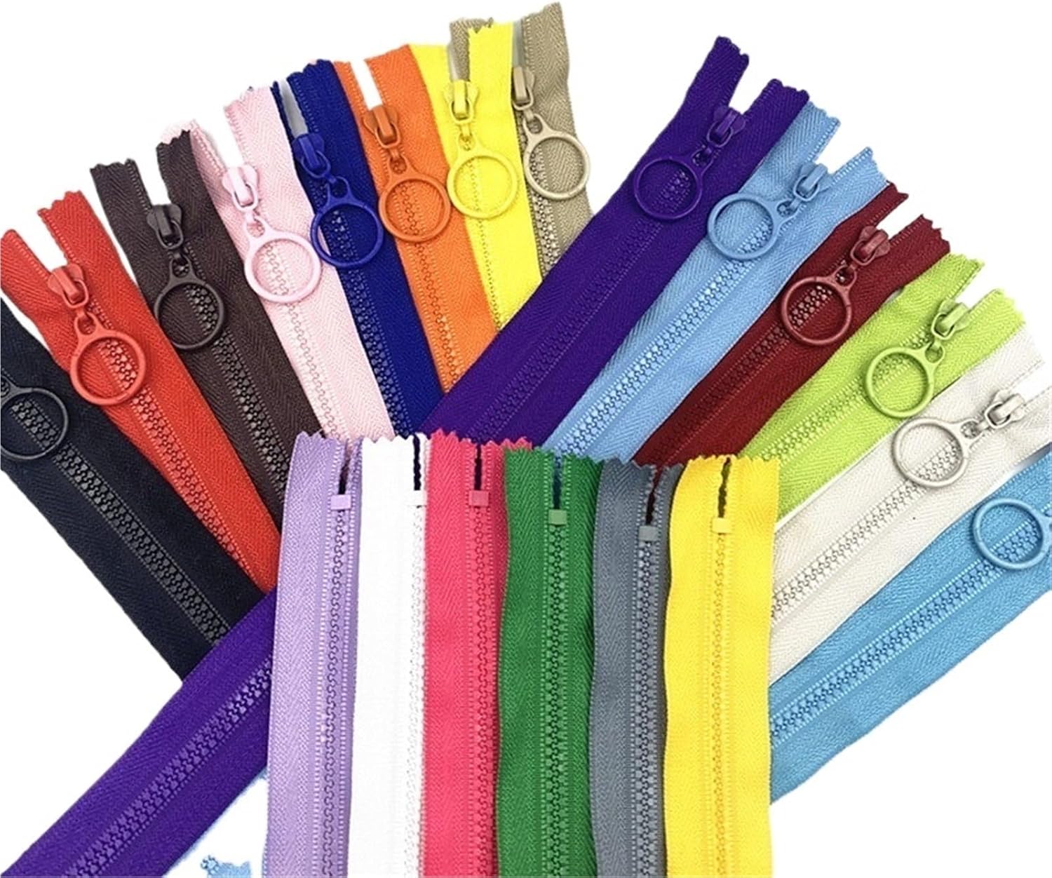Sewing Zippers 20 Pcs Zippers with Pull Ring (30cm-70cm) Close End for DIY Bag Sewing Crafts Zipper(Beige,50cm)