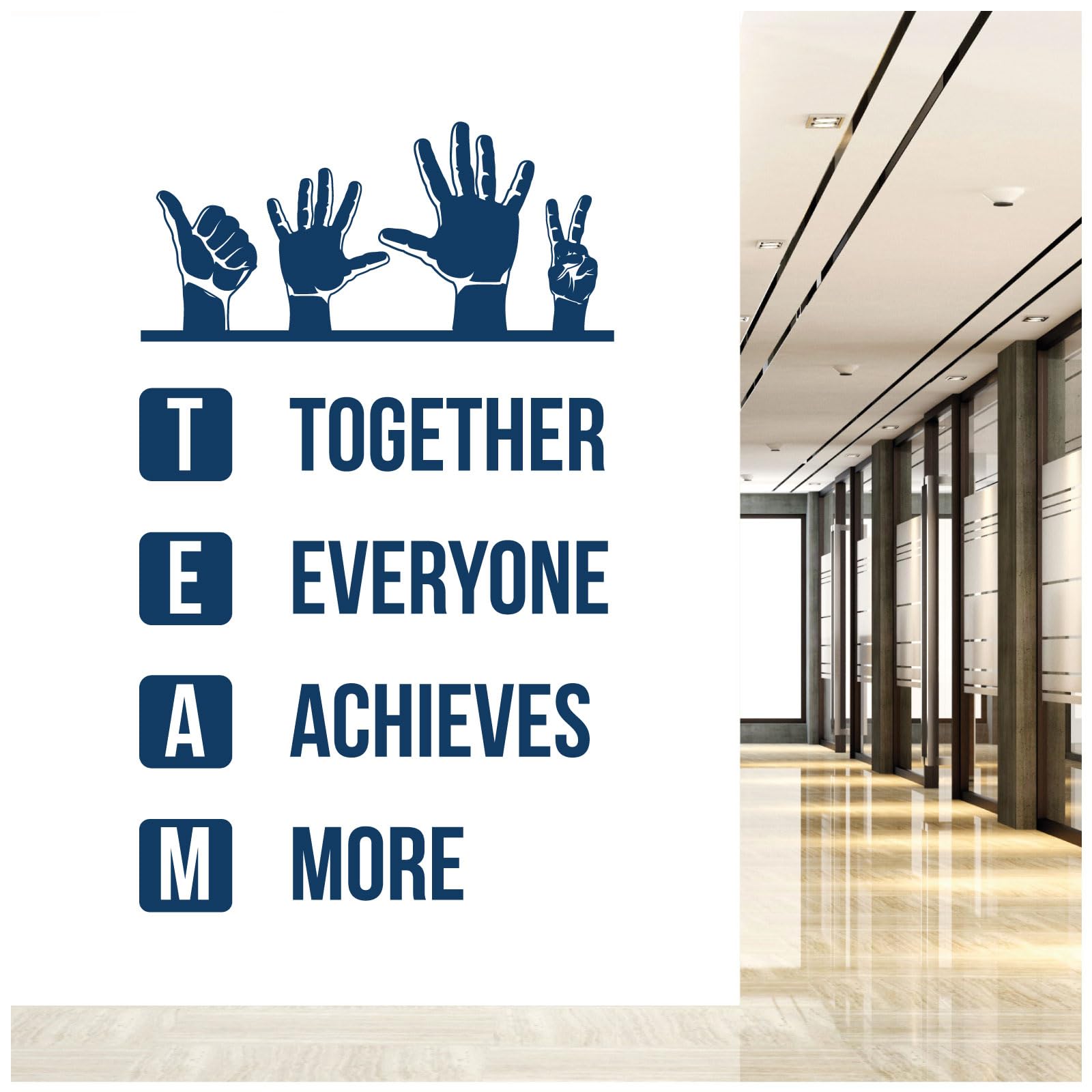 Team - Together Everyone Achieves More - Wall Quote, Office, Corporate, Corridor Wall Art Sticker [XXLarge] [Ultramarine]