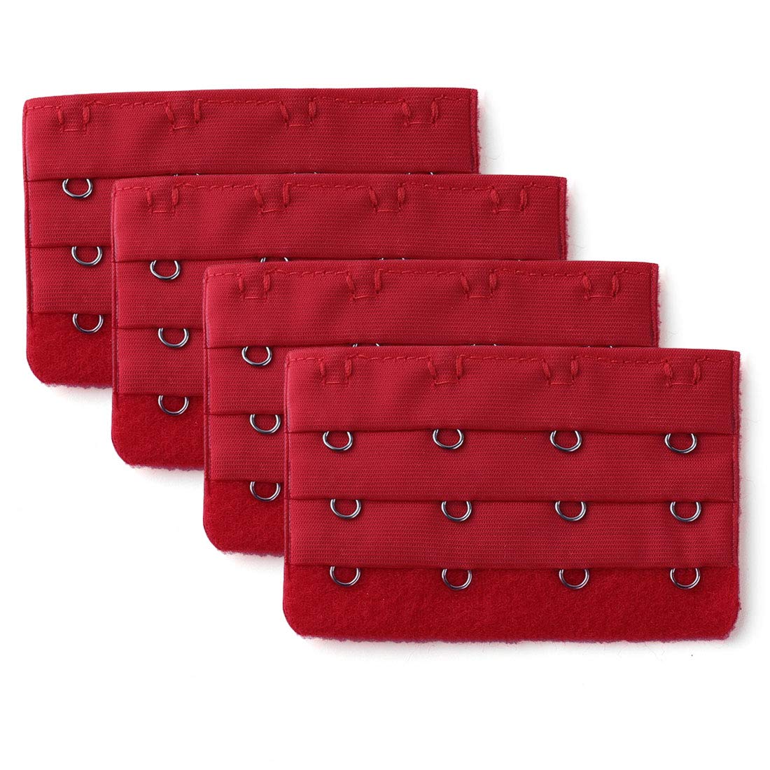 Uxcell Women's Red Sourcing Map Ladie's 3 X 4 Hooks Bra Strap Extensions Elastic Clip On Bra Band Extenders Multi Color 3 Rows 4 Hooks 4 Pcs