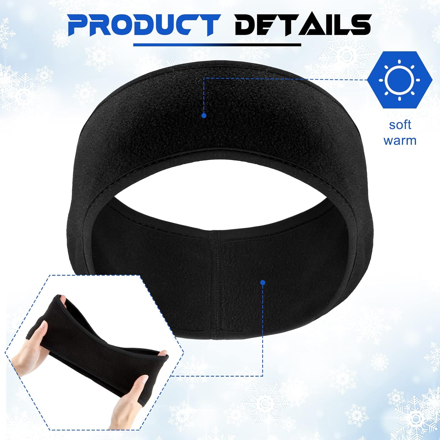 Hungdao 24 Pcs Fleece Ear Warmer Headband Bulk Winter Ear Muffs for Men Women Cold Weather Running Cycling Sports - Image 3