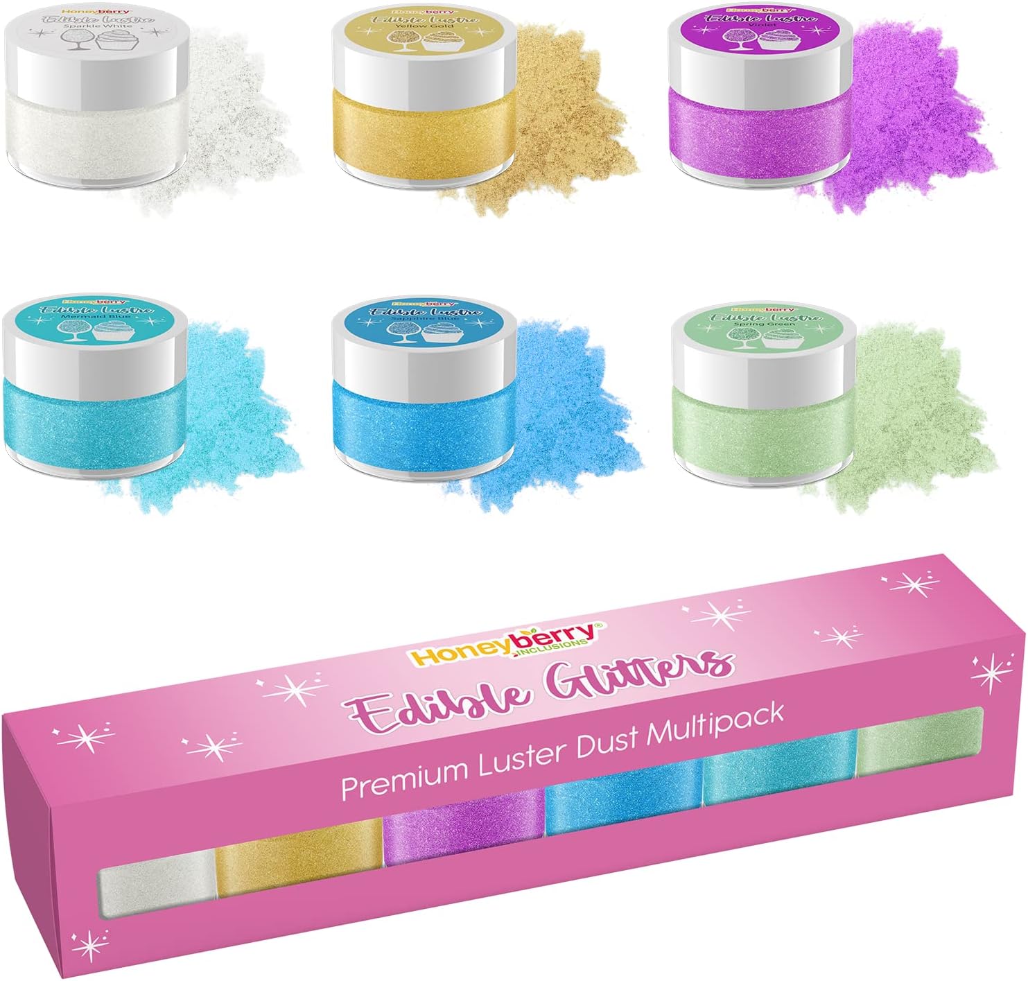 Edible Lustre Dust Multipack (6 x 3g Jar) Assorted Colours of Fine
