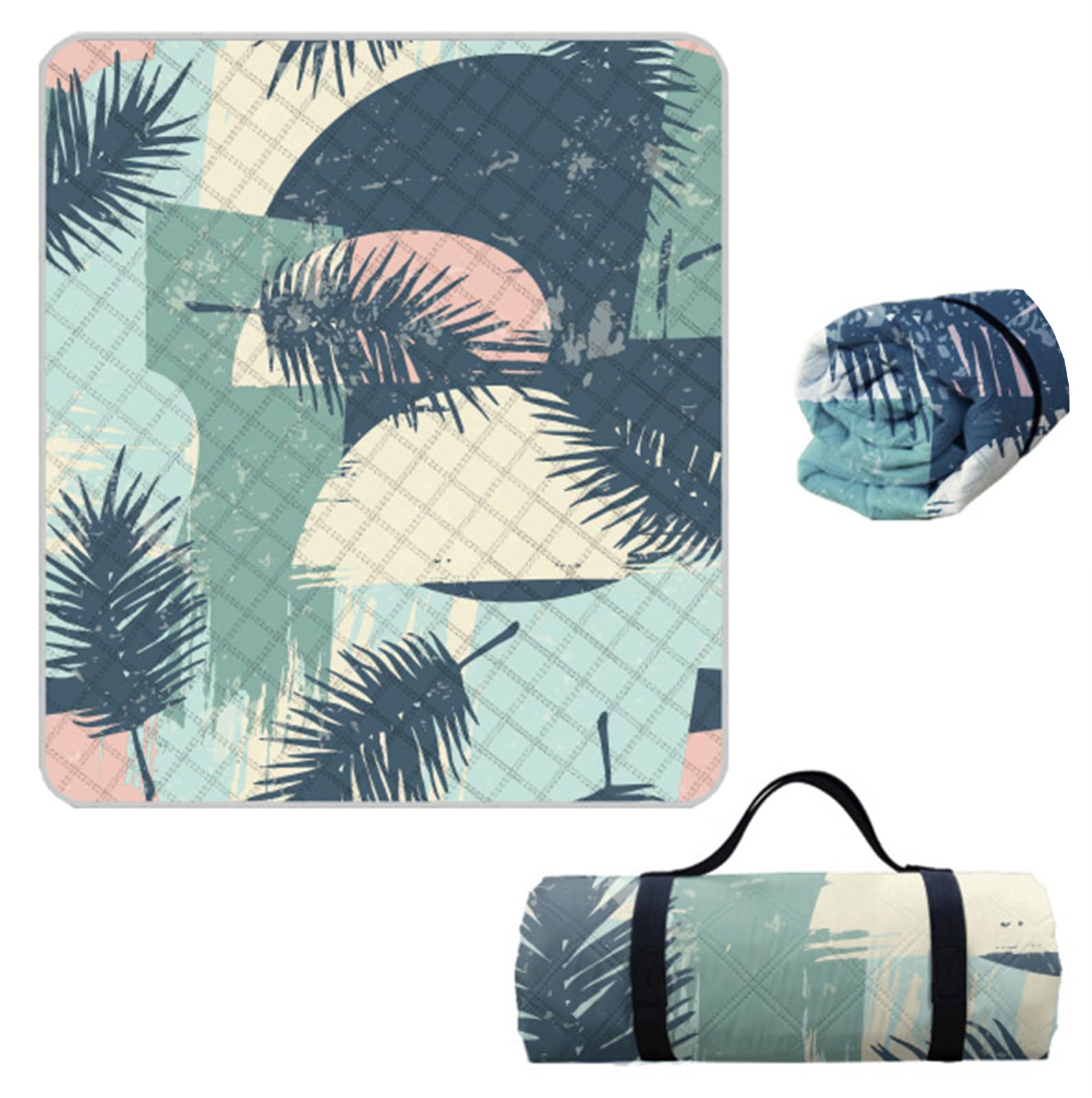 Hayisugal Picnic Blanket 200 x 200 cm Thickened Beach Blanket Sand-Free Waterproof Camping Blanket Picnic Mat Portable Picnic Blanket for Beach, Picnic, Hiking, Park, Travel, Plants O, 200 x 200 cm