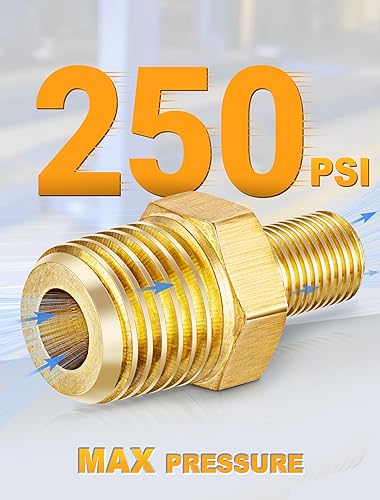 Miniatura 5 de EVOULTES Adaptador de inflador de aire de latón, 14 pulgadas NPT (M) a válvula Schrader estándar (M), conector de inflado de neumáticos para