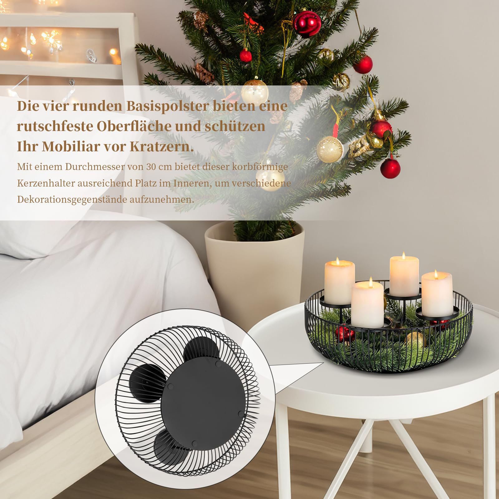 Portacandele dell'Avvento con 4 supporti in ferro per ghirlande natalizie per centrotavola da tavola, decorazioni per la casa, regalo di Natale
