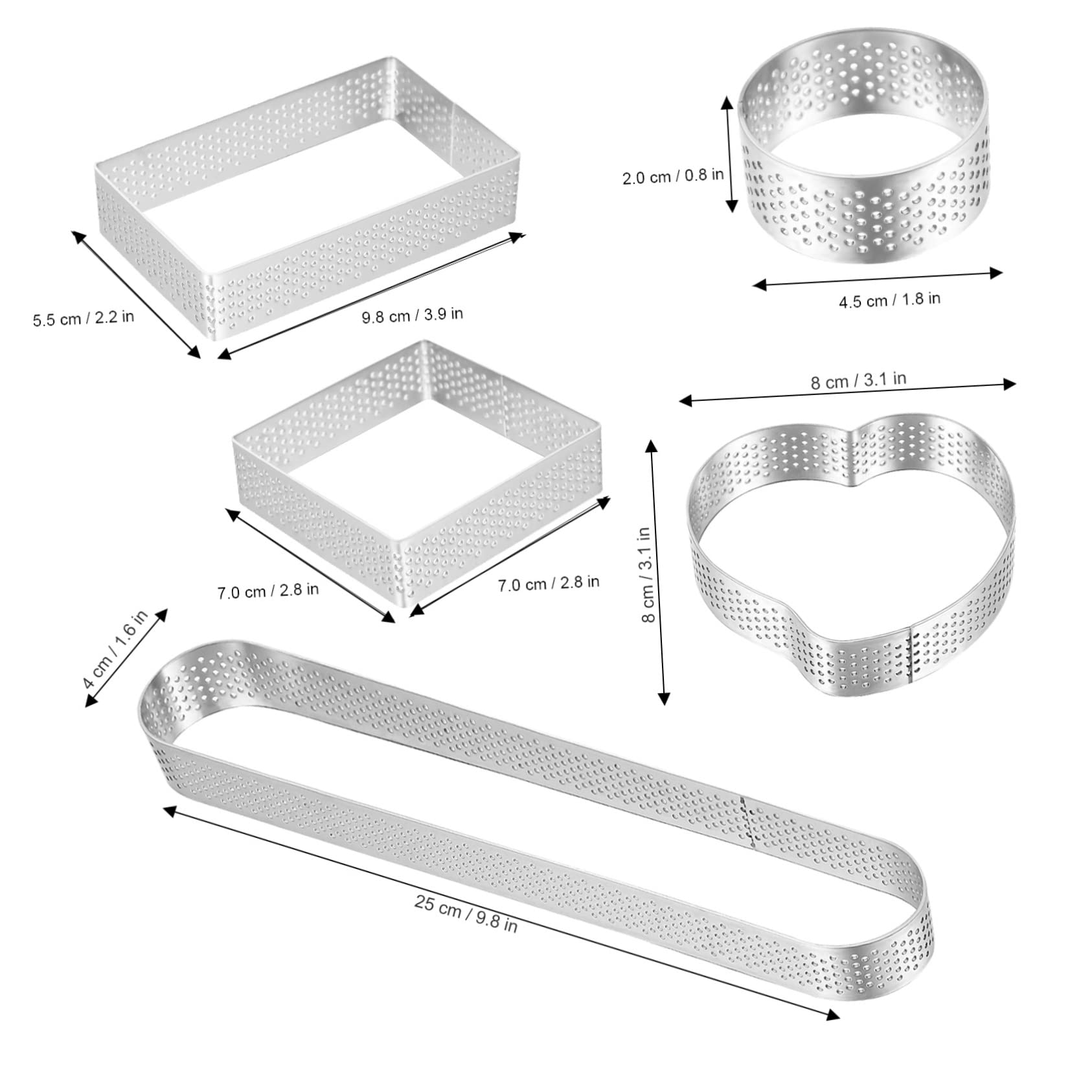 COLLBATH 5 Pcs Stainless Steel Tart Rings Non Stick Baking Molds for Pastry Cheese Mousse Cake Muffin Bake Tools for Home Baking and Dessert Making