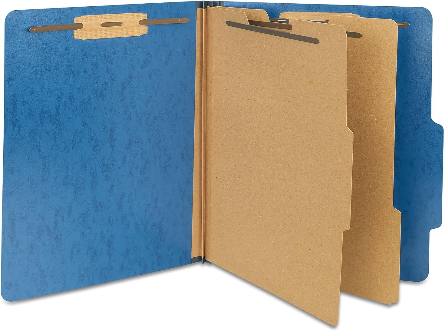 Staples Moisture‑Resistant Classification Folder, Letter Size, 2 Dividers, 2/5‑Cut Top Tab, Navy Blue Pressboard, Durable Construction