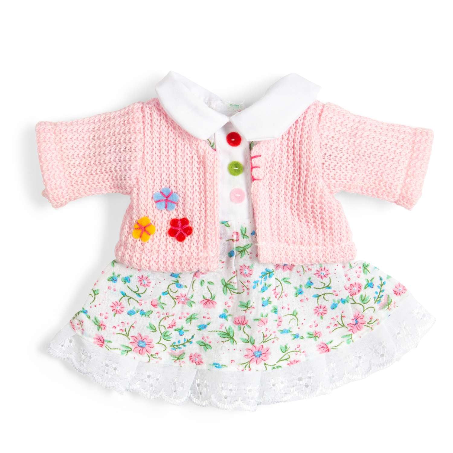 Bigjigs Toys Floral Pink Dress & Cardigan (Small) | Clothes For Soft Dolls | Doll Clothing & Accessories | Dolls Costume For Real Life Role Play | Doll Outfits & Dresses | Gifts For 2+ Year Olds