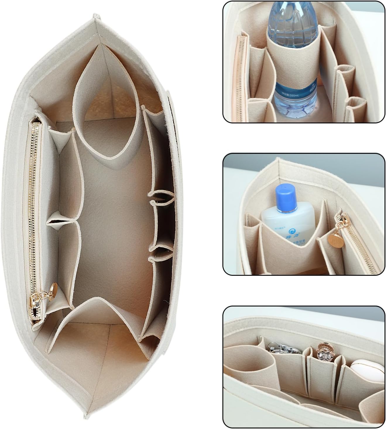 Felt Organizer Insert for Longchamp Le Pliage Handbag Women Purse organizer 1012-25beige-M - Image 2