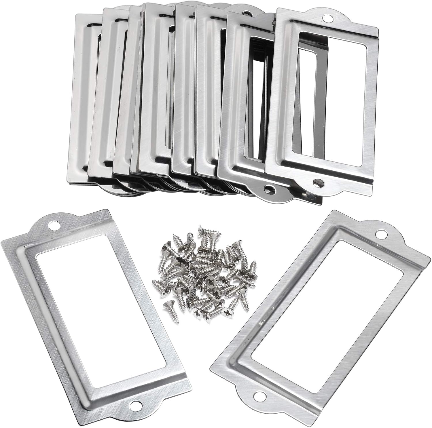 Bluecell 20pcs 80 x 35mm Silver Color Metal Office File Cabinet Shelves Drawer Name Card Label Holder Frames with Screws