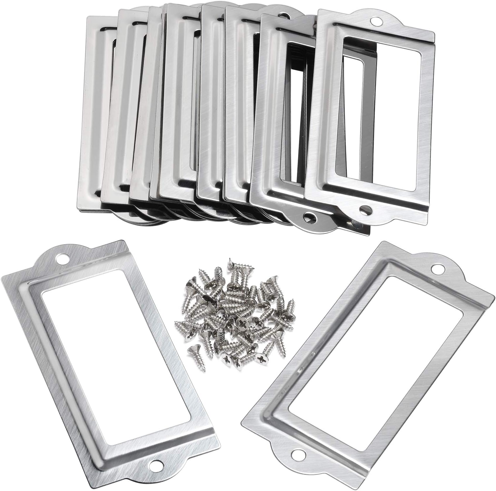 20pcs 80 x 35mm Silver Color Metal Office File Cabinet Shelves Drawer Name Card Label Holder Frames with Screws