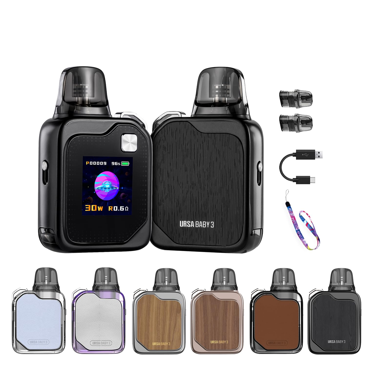 【MTL&RDL向け】Lost Vape Ursa BABY 3 Pod Kit vape電子タバコ ポッド型 ウルサ ベイプ スターターキット 小型 30W 1200mAH コンパクト水蒸気タバコ でんしたばこ 充電式KIT 1.3''TFTスクリーン 禁煙 減煙 タール0 ニコチンなし 正規品 (黒檀)