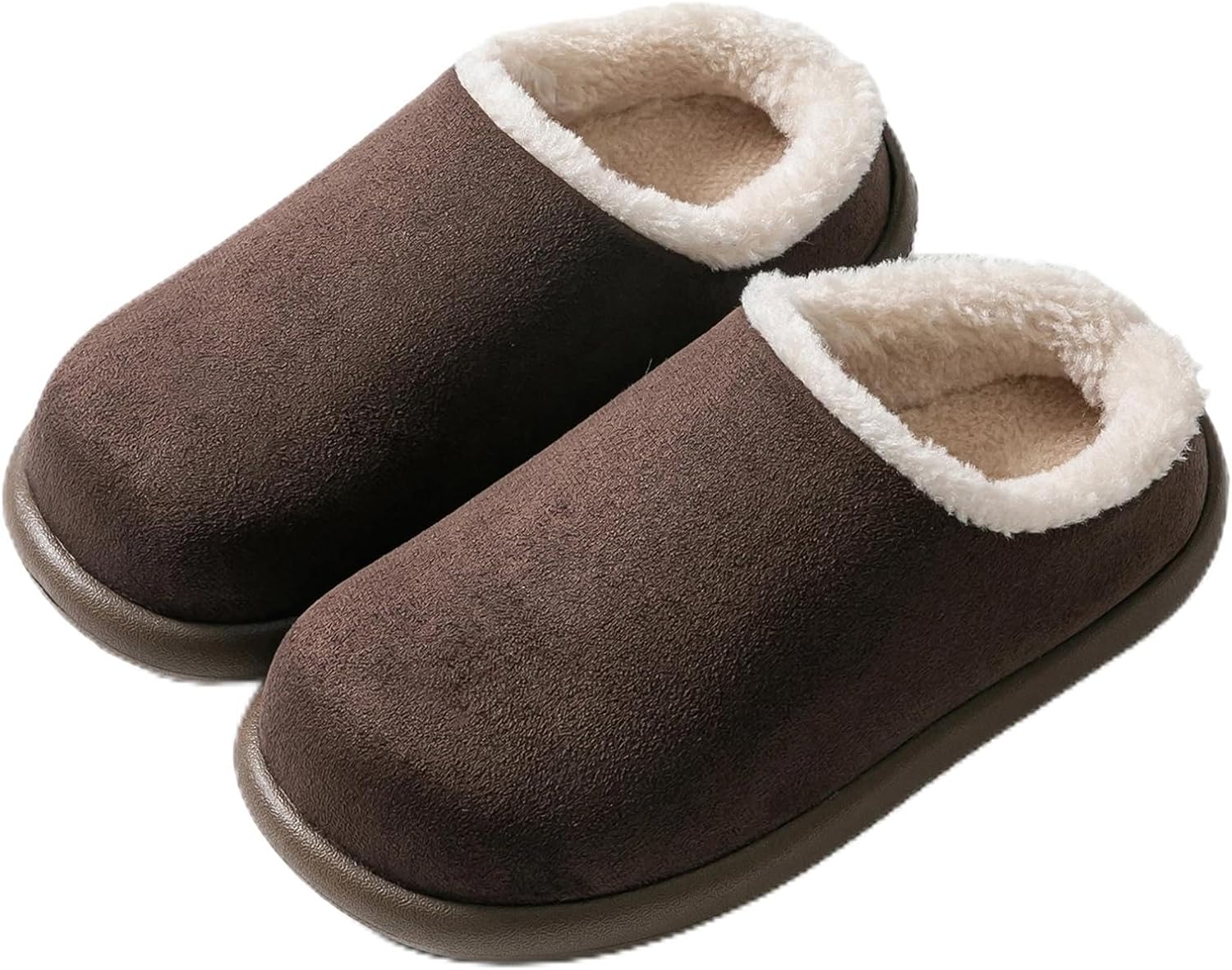 Drecage Big Kids Slippers Suede Sherpa Lined For Boys Girls, Warm Winter Indoor House Shoes Non Slip & Memory Foam Slip On Slippers
