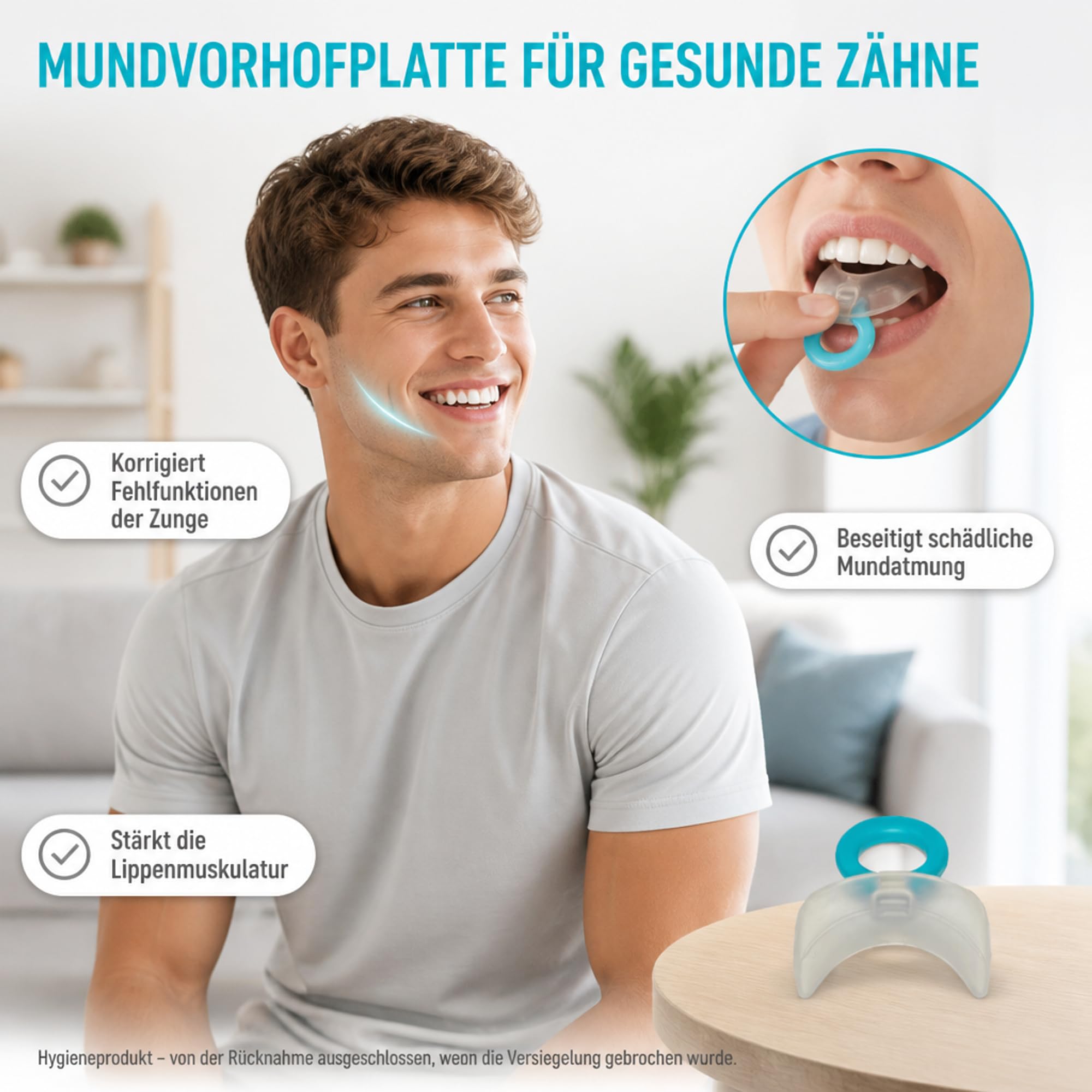 Mundvorhofplatte Standard, klein, transparent/elastisch – Hilft Lutschgewohnheiten abzugewöhnen – Vinylgruppenhaltiges Polymethylsiloxan