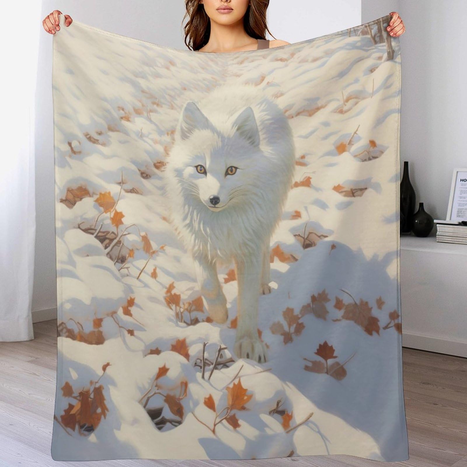 Couverture polaire renard en flanelle 140x180 cm chaude et épaisse pour canapé et lit