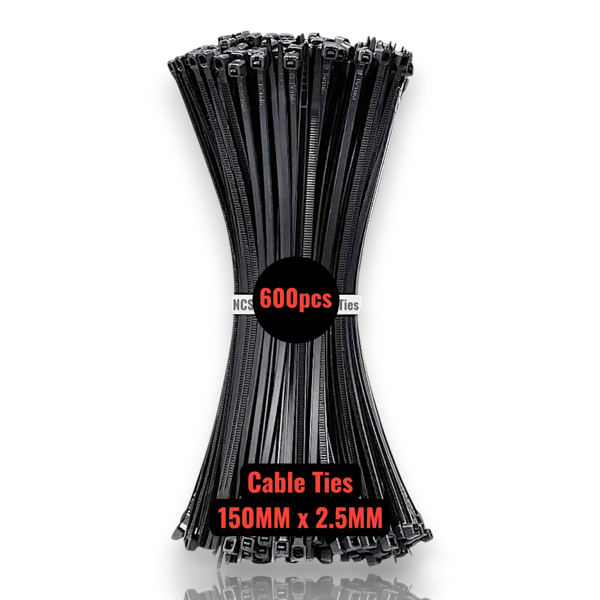 Ncs35 Black 6 Inch 600 Pack Black Nylon Cable Ties 600Pcs 6 Inch Ncs35® Heavy Duty, Self-Locking, Uv Resistant, Multi-Purpose Plastic Cable Managment Tie Wraps 8 Kg Tensile Strength For Electrical,Zip Ties Cable Ties