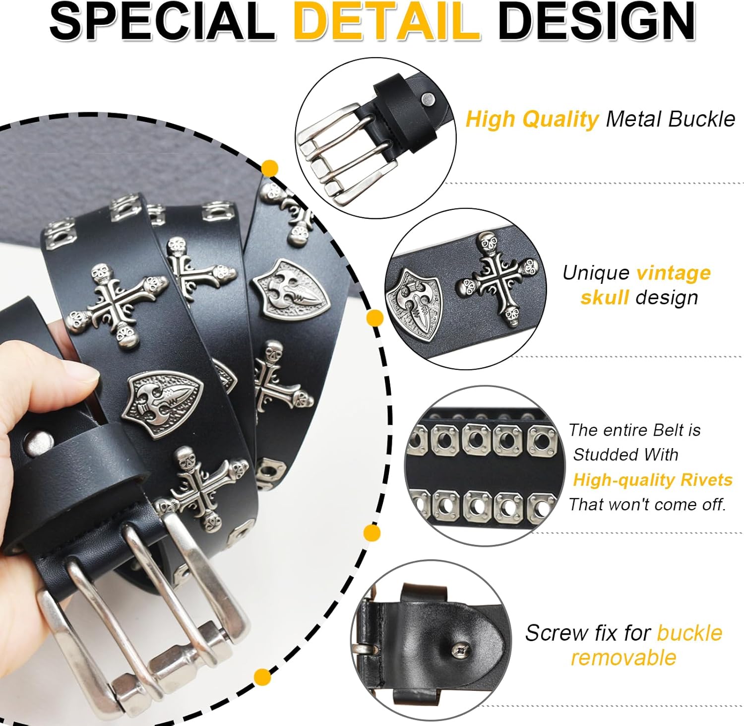 Skull Studded Belt Y2k Skull Belts Genuine Leather studded belts Emo Belt Y2k Punk Skull Belts y2k