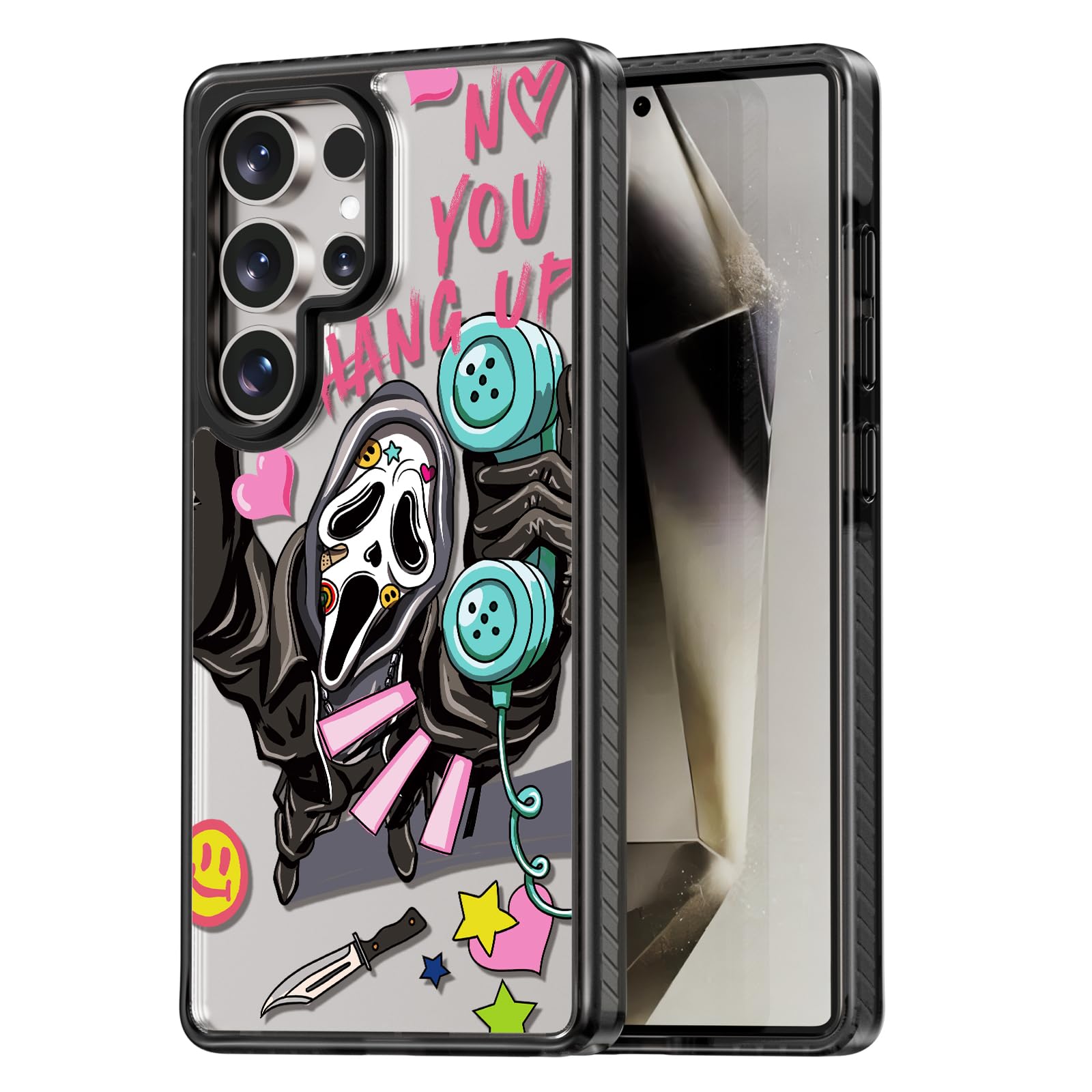 Rosarnnah Compatible for Samsung Galaxy S25 Ultra Case Cute Aesthetic - Durable Shockproof 6.6 ft Drop Impact Phone Case Cover with Funny Fashion Skeleton Design 6.8" Black