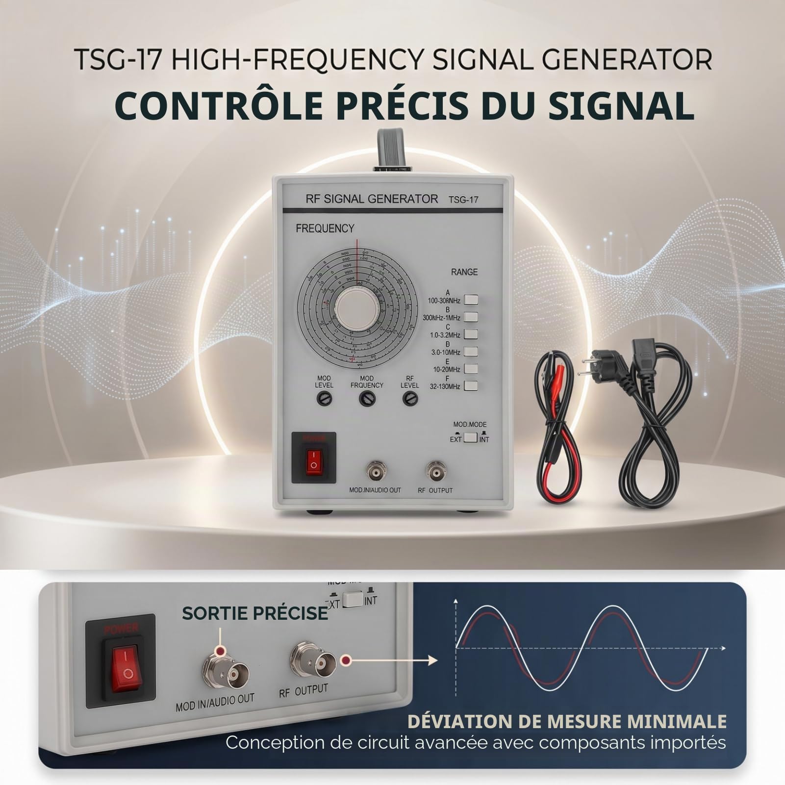 Générateur de Signaux TSG-17 100KHz-150MHz Générateur de Fonctions EU 10A-18A 250V Oscilloscope Numérique Haute Fréquence avec Faible écart de Précision