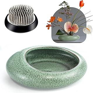 Flower Frog Vase Kit, Ikebana Flower Arrangement Ceramic Water Drop Flow...