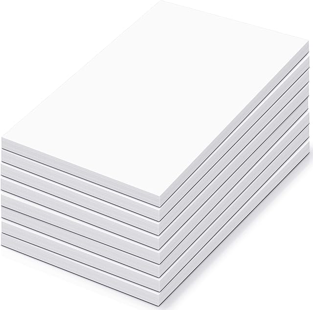 Fantastino® Blank Notepad, 8 Pieces, A6 Notepad, Small, 50 Sheets per Pad, 90 g/m² Premium Quality, Blank Writing Pad, Mini Notepad, Tear-Off for Office, Household, School, Uni