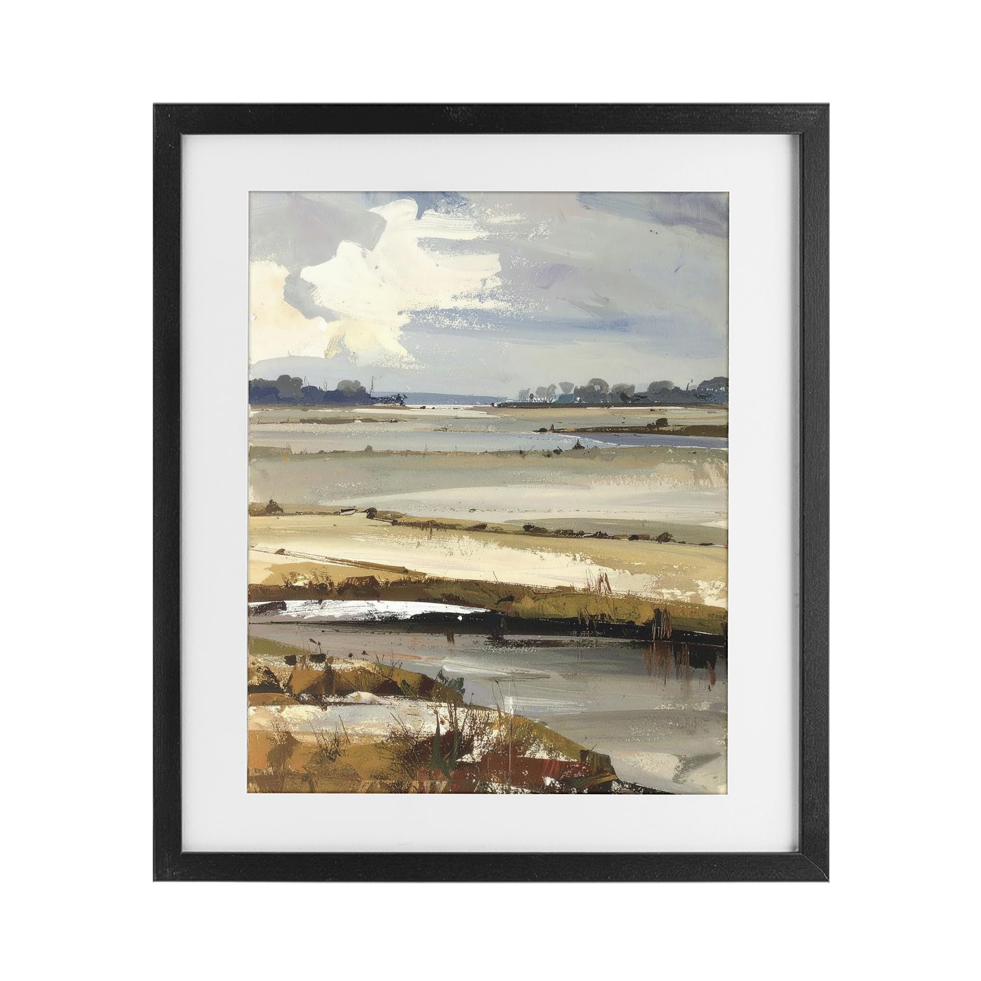 Stupell Industries 'Earthy Distant Horizon', Framed Print Under Glass, Black, 17 x 21 Inches, Easy to Hang and Sturdy, Made in USA, by Alonza Saunders