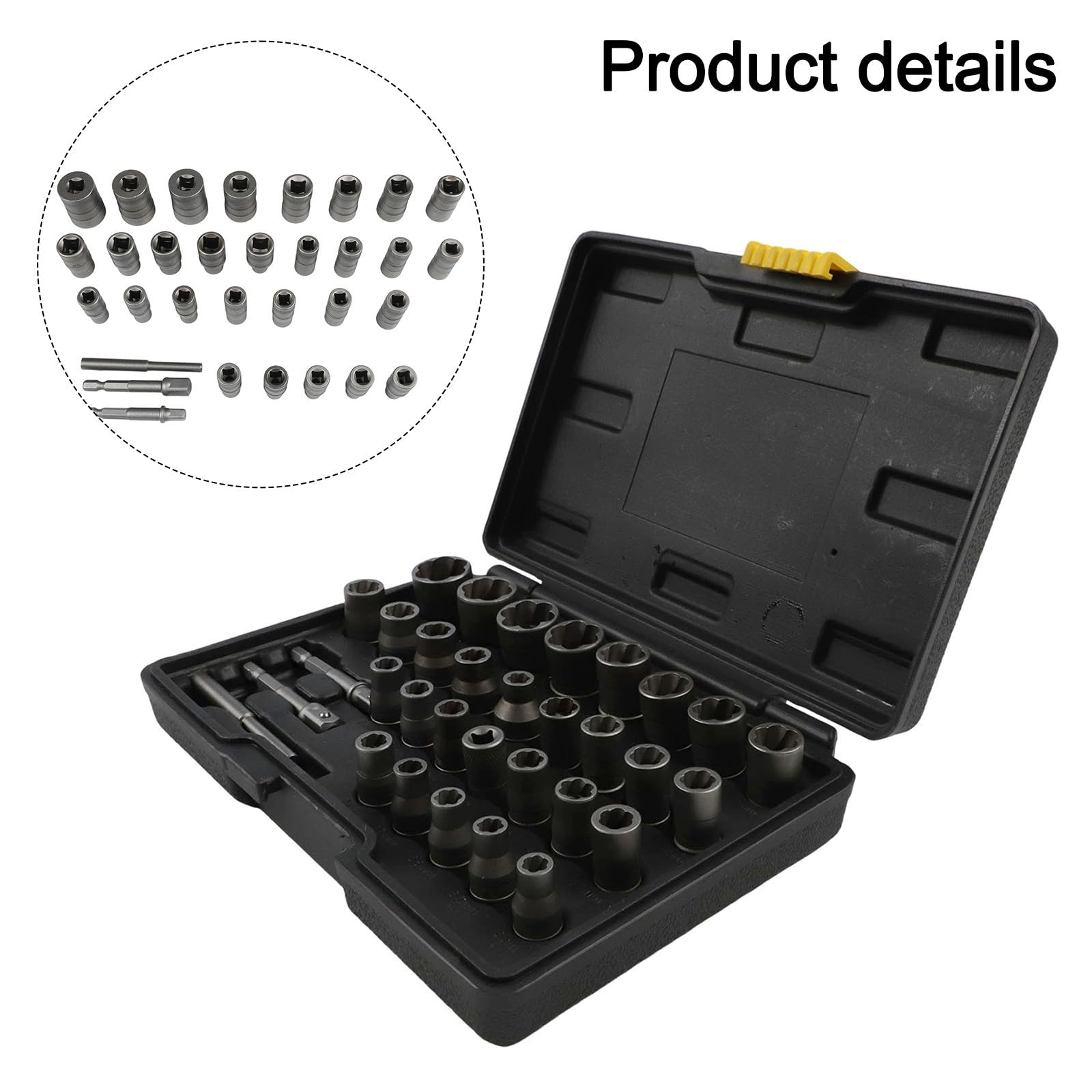 EasyByMall Set di 32 chiavi a bussola con adattatori da 1/4" e 3/8" per rimuovere bulloni e dadi danneggiati, arrugginiti e spogliati
