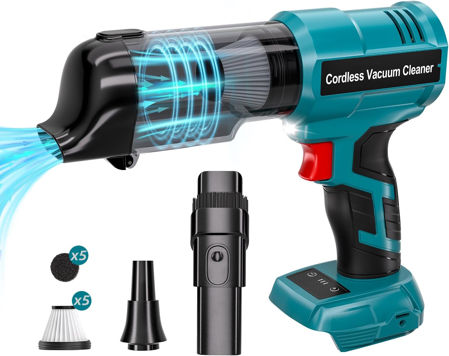 Cordless Handheld Vacuum Cleaner for Ryobi 18V Battery: 3-Speed Modes Portable Vacuum with 20kPa 105AW Powerful Suction for Car, Pet Hair, Home Cleaning (Tool Only)
