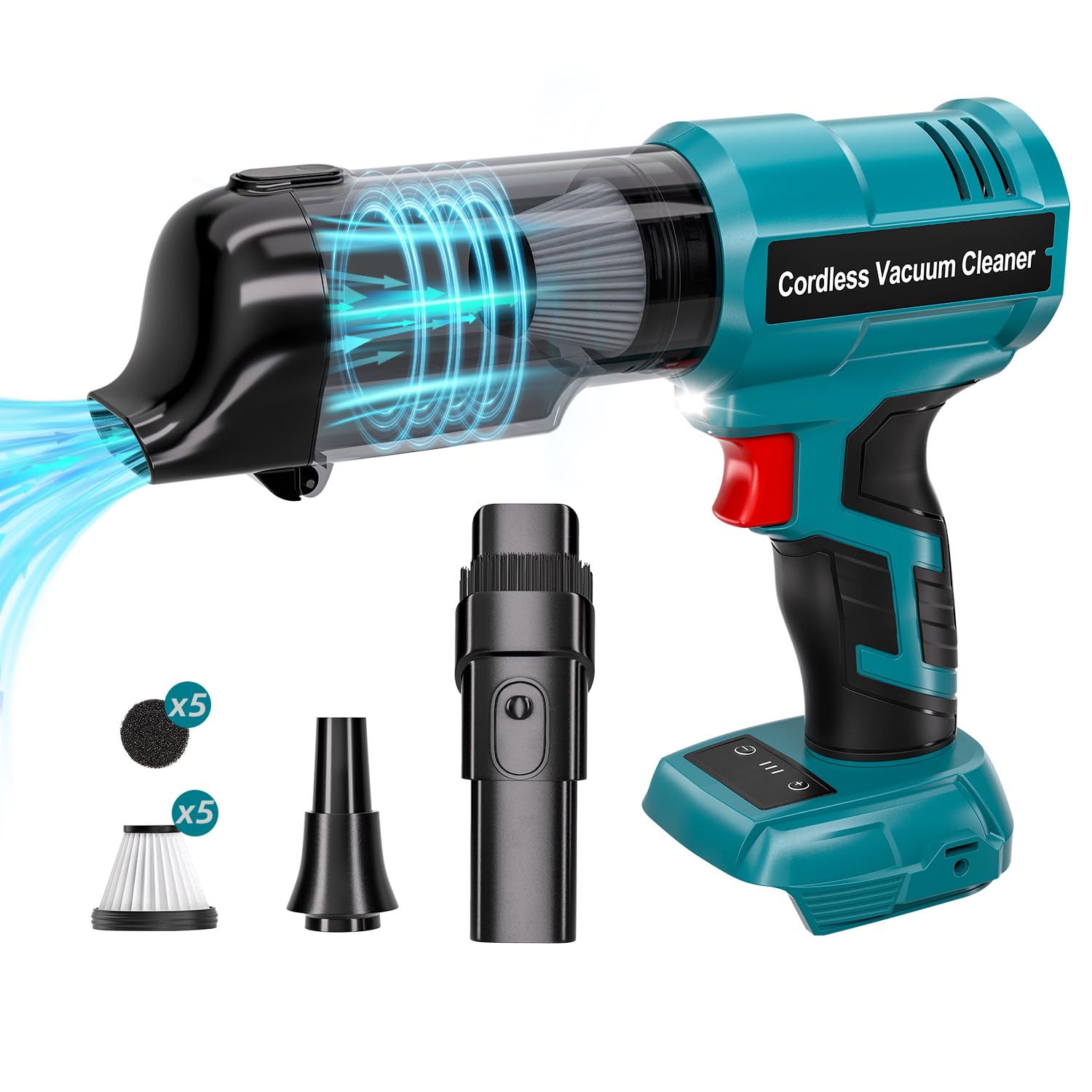 Cordless Handheld Vacuum Cleaner for Makita 18V Battery: 3-Speed Modes Portable Vacuum with 20kPa 105AW Powerful Suction for Car, Pet Hair, Home Cleaning (Tool Only)-image-18