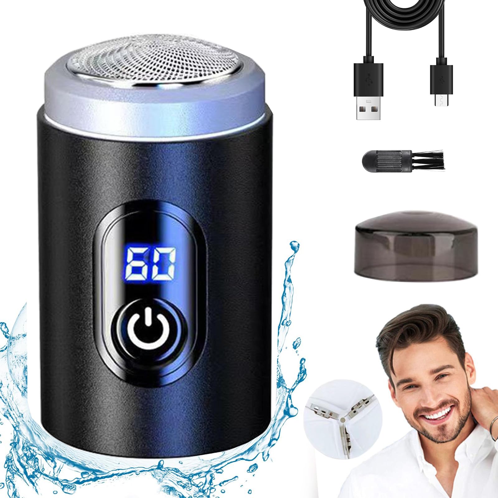 Maquinilla de afeitar para vello íntimo, impermeable, recortadora eléctrica para el vello corporal, recortadora de bolas e ingles para hombre, afeitadora de pelo íntimo impermeable IPx7, afeitadora