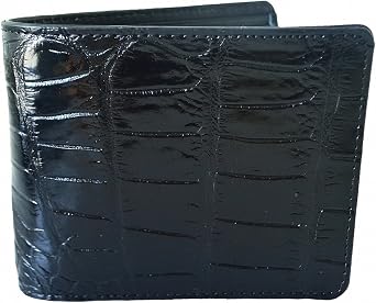 Mens Bifold Belly Leather Wallet Black
