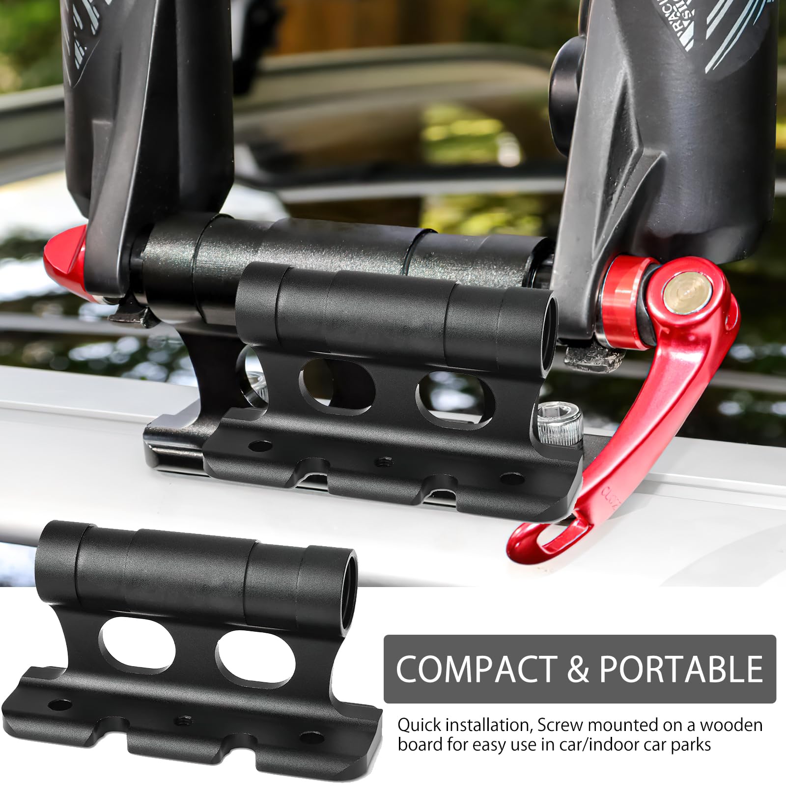 HENGBIRD 2 pezzi di supporto per forcella per bicicletta in lega di alluminio, supporto da tetto per bici da auto a bloccaggio rapido, supporto per forcella per bicicletta versatile per 5/12/15 x 100