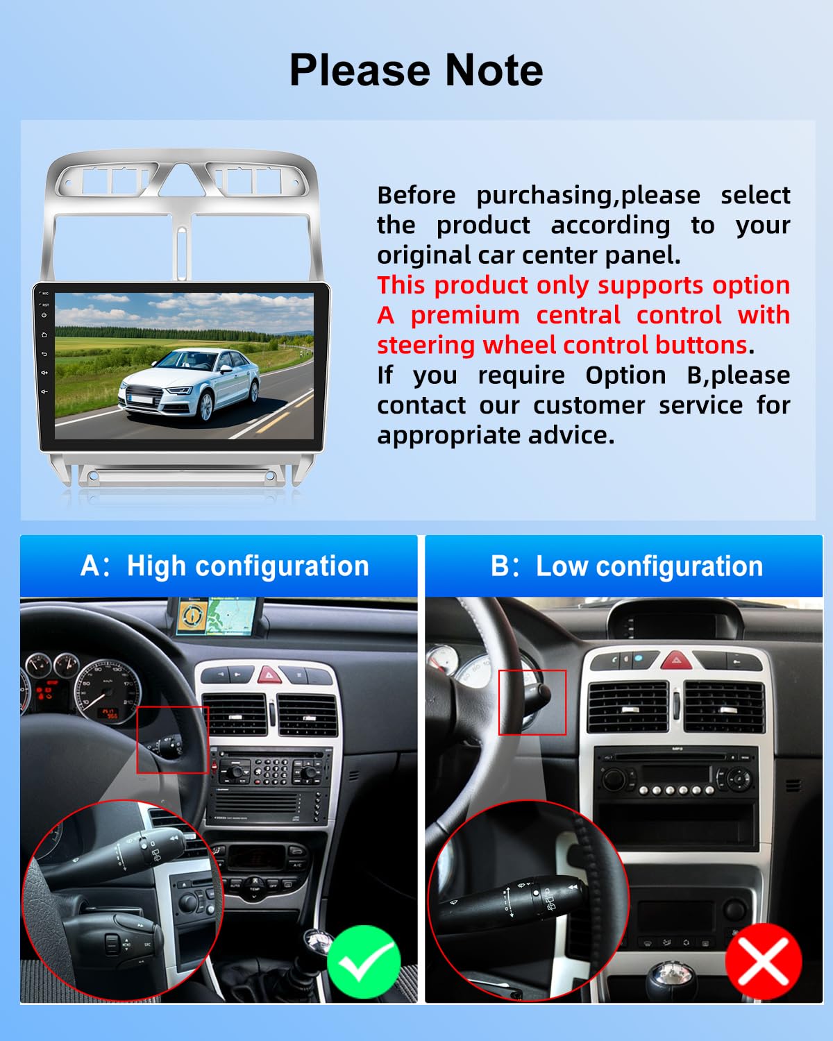 Autoradio Android 9 Pouces Pour Peugeot 307 (2002-2013) - CarPlay Sans Fil, GPS, Caméra De Recul