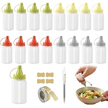 Mini Kitchen Sauce Bottles, 16 Pcs Mini Seasoning Squeeze Bottles, Squeezable Sauce Container, Mini Condiment Squeeze Bottles for Salad Dressing, Ketchup, Soy Sauce, Honey