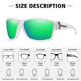 STORYCOAST Polarized Sports Sunglasses for Men Women Unbreakable Frame Cycling Fishing Driving Matte Clear Frame-Green Mirror Lens