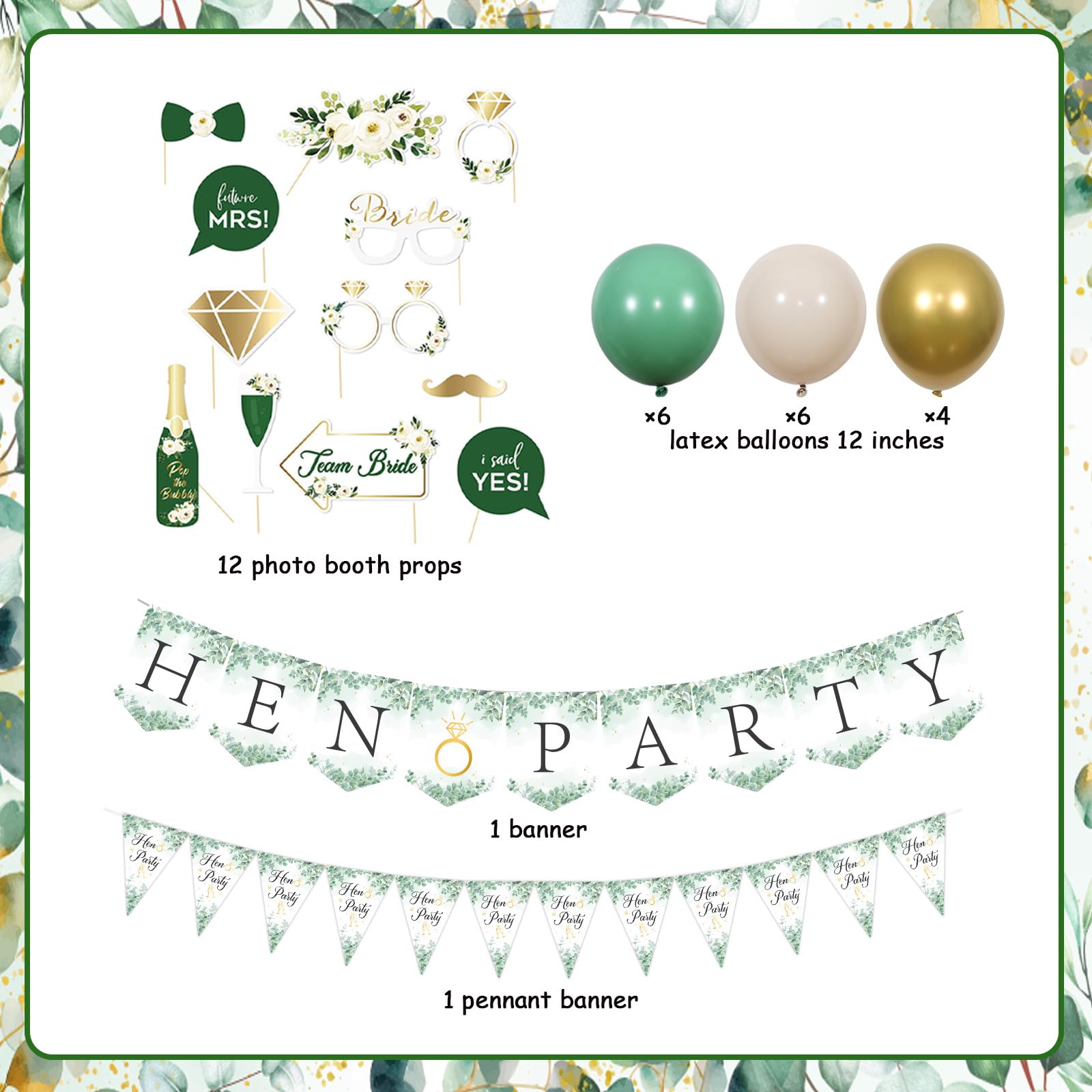 Kit Festa Verde Salvia E Oro Kit Decorazioni Per Addio Al Nubilato Verde Salvia E Oro - Banner, Ghirlanda, Pompon E Ventagli Di Carta, Per Feste E Docce Nuziali Decorazioni Addio Nubilato