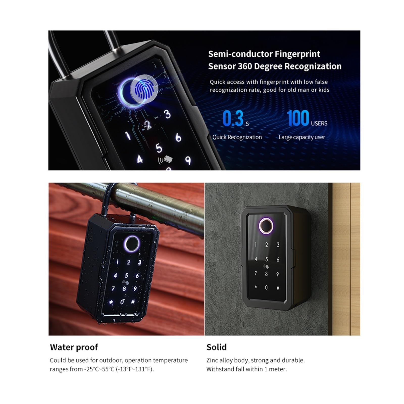 Cassaforte, cassaforte per la casa, Tuya Key Safe Ttlock Impronta Digitale Cilindro Digitale App Accesso Remoto Cassetta Di Sicurezza Montata A Parete per denaro, gioielli, documenti