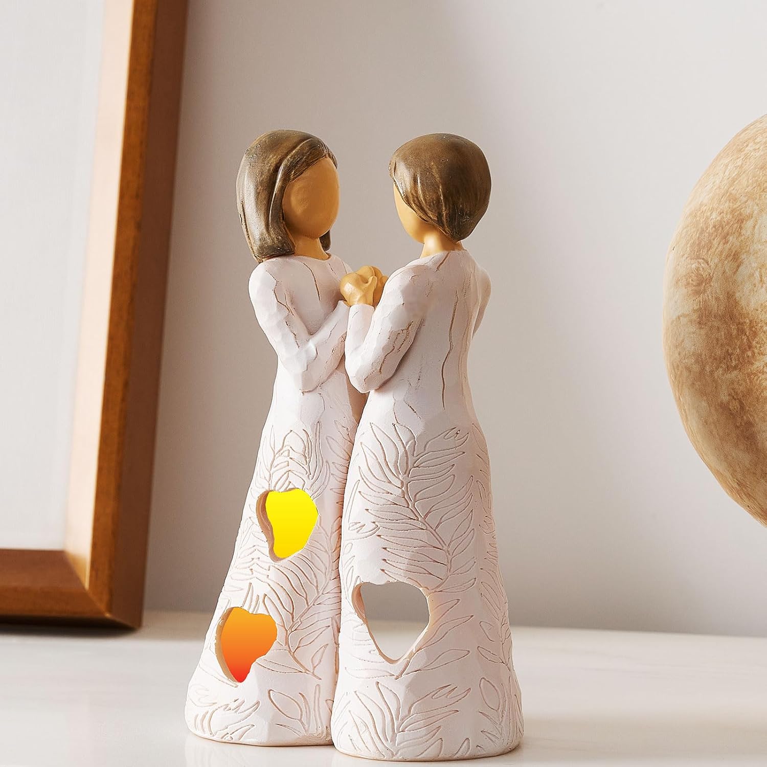Sisters Gifts from Sister Unique Candle Holders Statue with Flickering LED Light Special Birthday Friendship Gifts for Women Bestie BFF Resin Sisters Candle Holder Figurine Sculpted - Image 8
