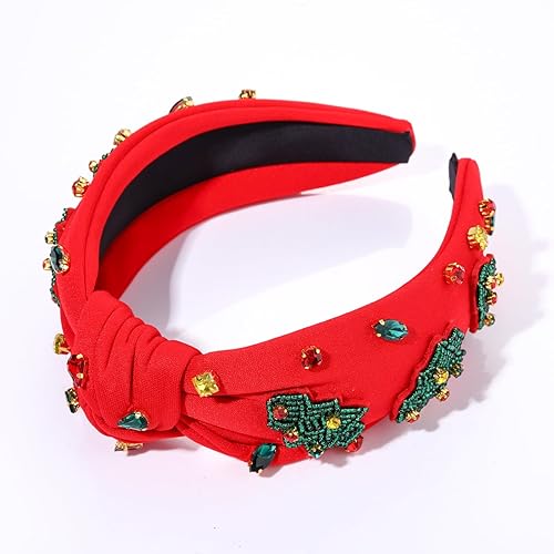 Miniatura 8 de Diadema de Navidad para mujer, accesorios de Navidad con cuentas, arco de Navidad, copo de nieve, diadema anudada HOHOHO, diadema con nudo en la