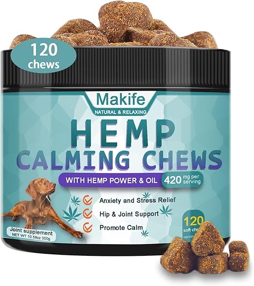 Makife Hemp Calming Chews for Dogs, Chews Calming Treats