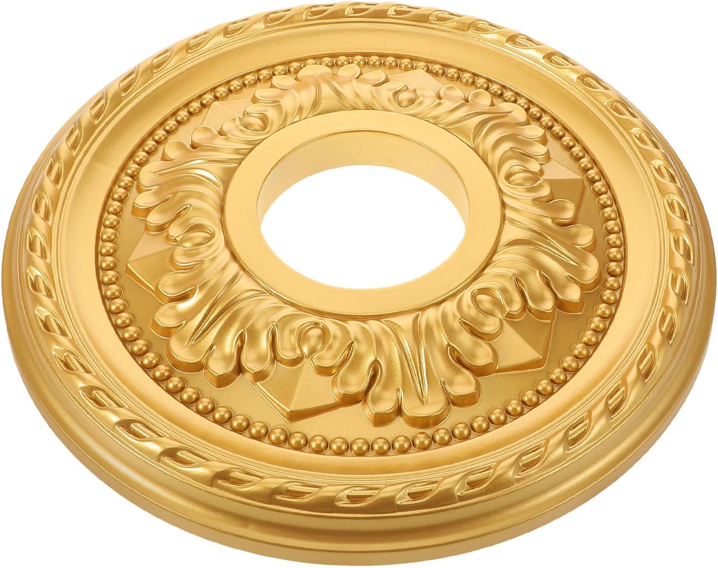 Gold Finish Round Ceiling Medallion Light Fixture PVC Polyurethane Material and Ceiling Fan Trim Ring for Residential and Commercial Use