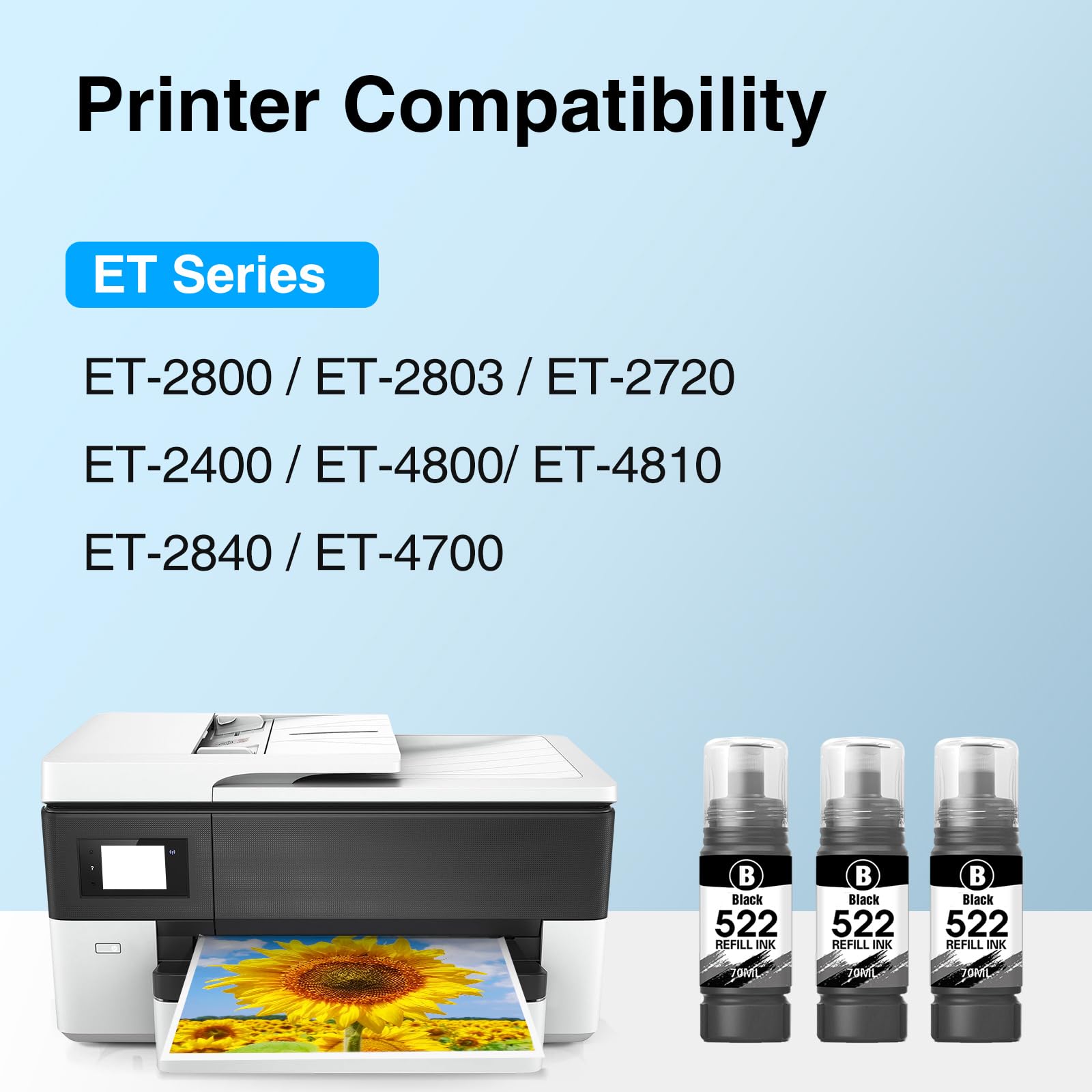 JoyPrinting 522 Ink Bottles Color Combo Pack Replacement For 522 Ink Refill Bottles