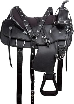 Beautiful Western Pleasure Trail Barrel Racer Show Horse Synthetic Saddle with TACK Set