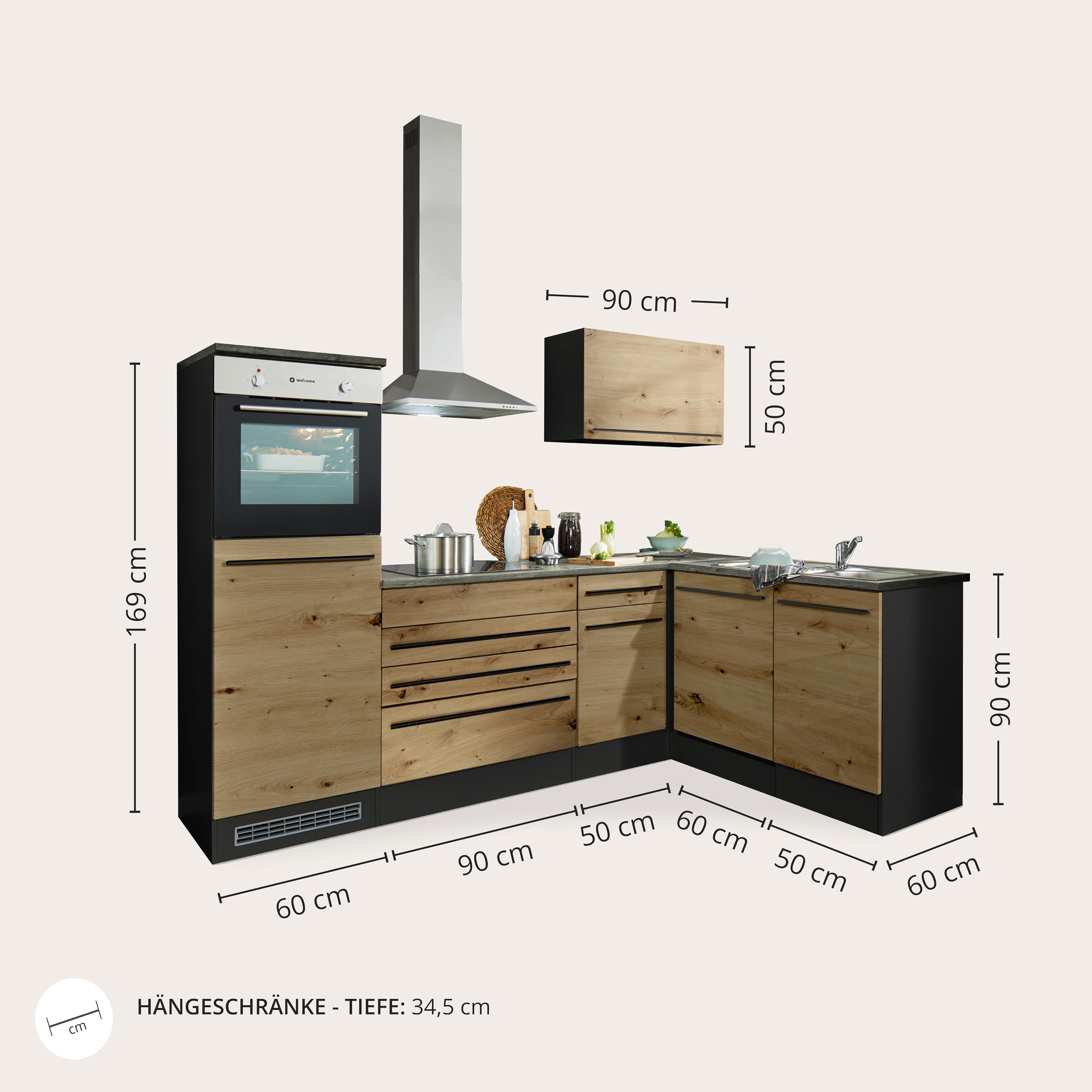 Jazz 6 Cuisine d'angle Moderne sans appareils électriques en