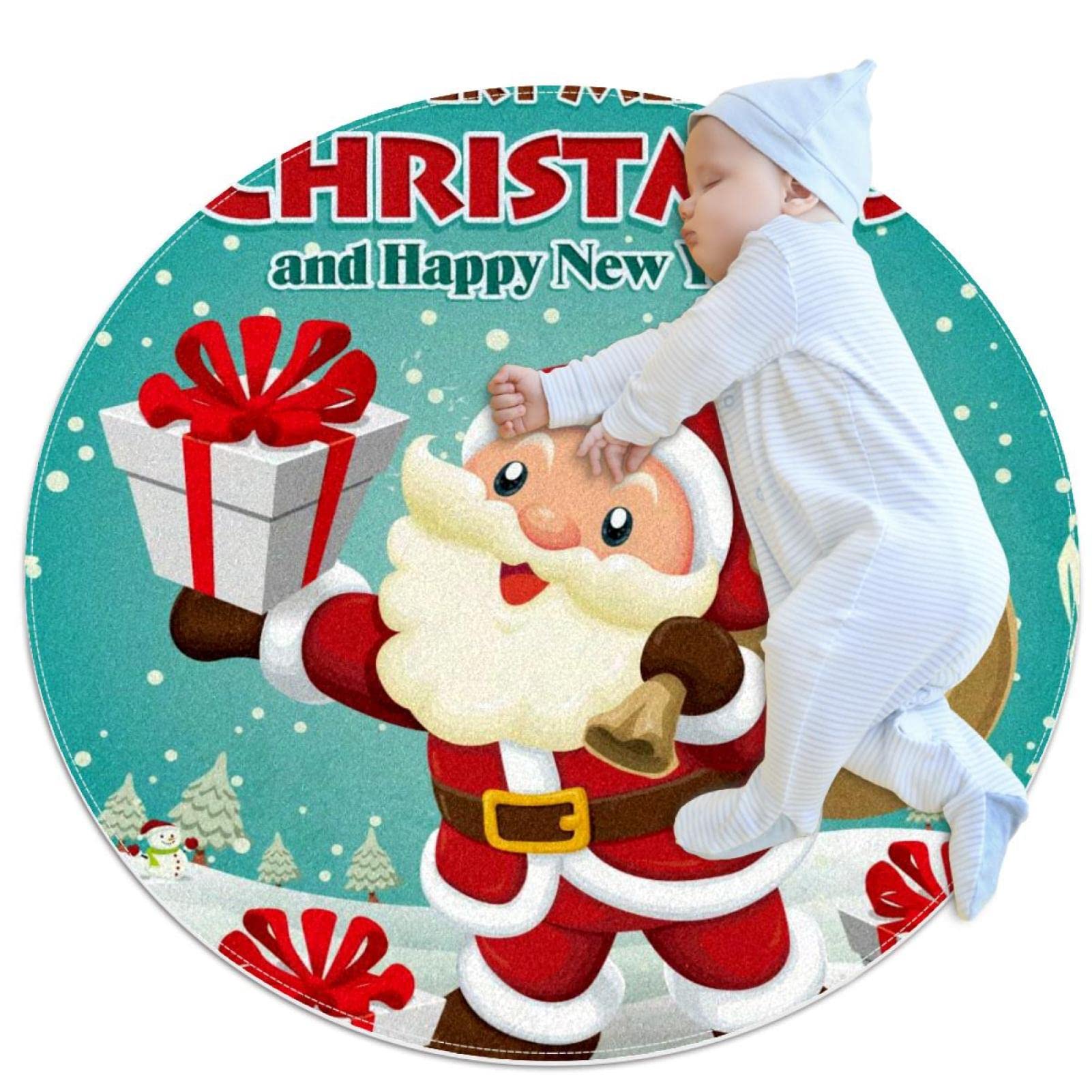 Tapis rond Noël 100cm pour créer des souvenirs magiques en famille au salon